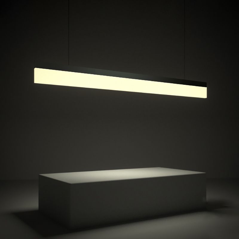 Idea de iluminación de isla lineal moderna Luces colgantes de aluminio con sombra acrílica