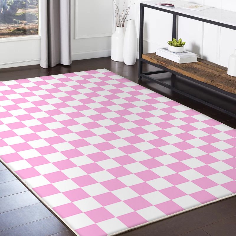 Trendy Tartan Pattern Carpet Polyester Indoor Rug Pet Friendly Area Rug for Home Decoration