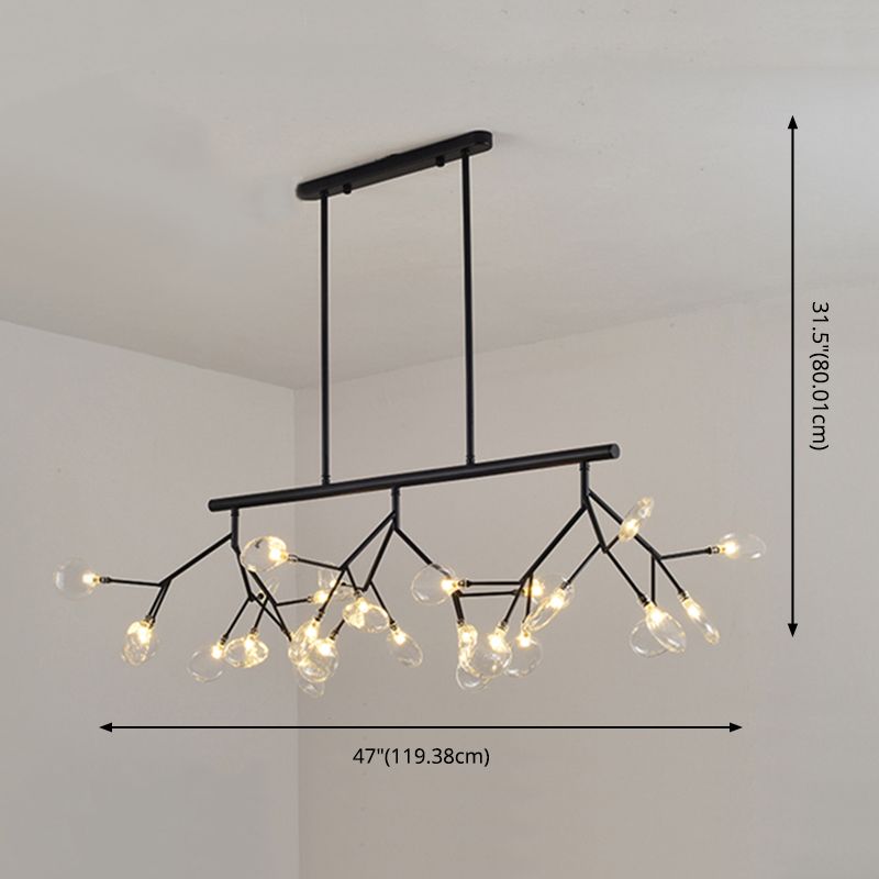 Luce a sospensione moderna di lusso a ciondolo di lucentezza in ferro battuto con soffitto di sputnik con tonalità di vetro