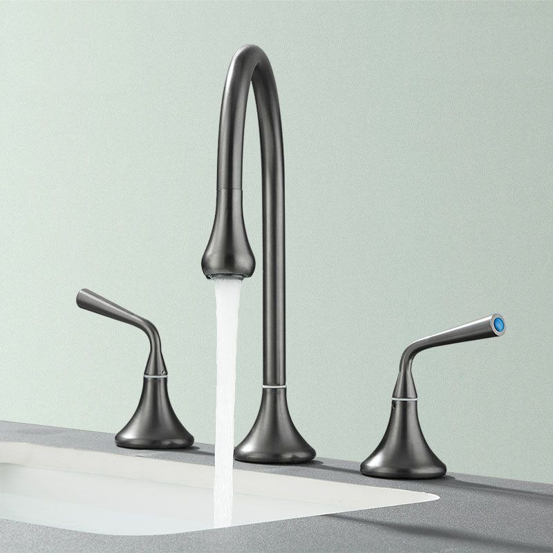 Double Handle Tub Filler Deck Mounted High Arc Brass Modern Roman Tub Filler