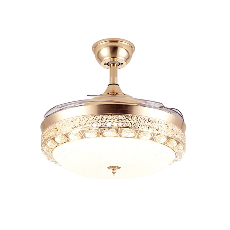 Zeitgenössische Kuppel Semi Flush Mount Frostedglas LED LAGLORDER LABER IN GOLD mit 3 Klingen, 19 "breit