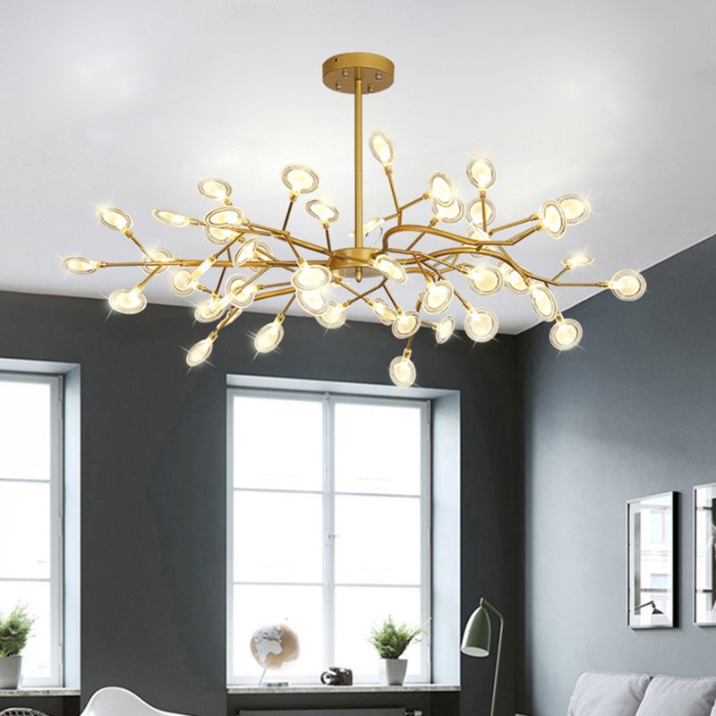 Branch Shaped Living Room LED Ceiling Lighting Metallic Postmodern Chandelier Light Fixture