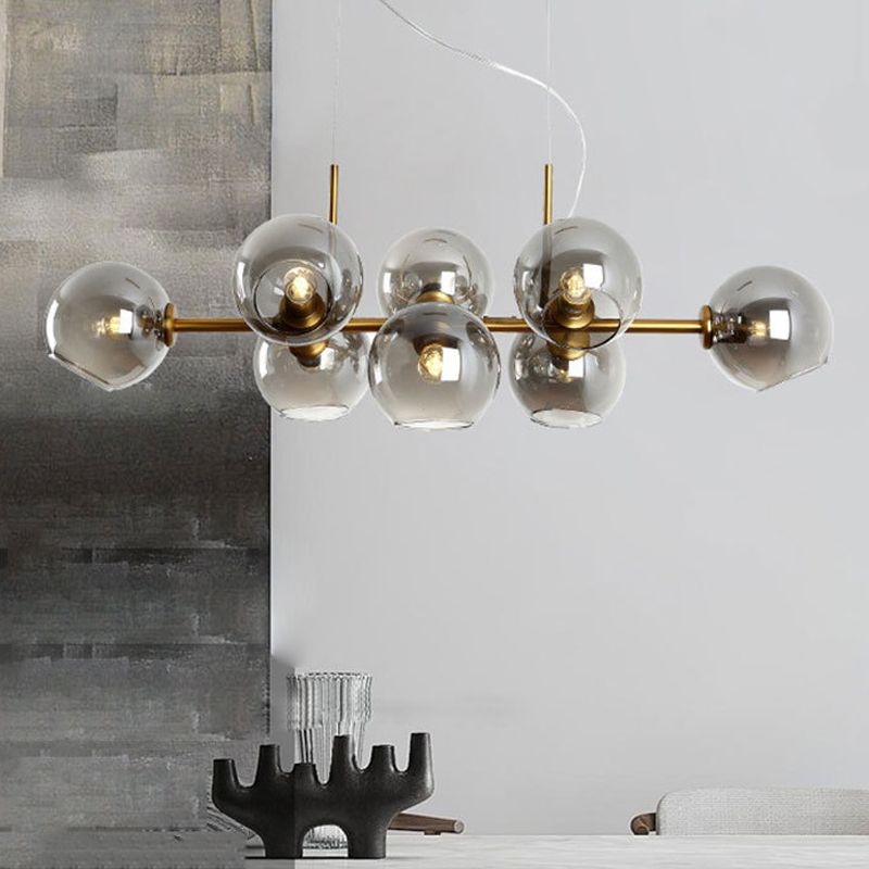 8-Lights Modernist Island Pendants Glass Pendant Lights for Dining Room