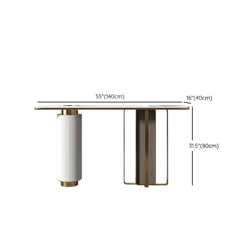 Stone Rectangle Console Table 31.5-inch Tall Glam Accent Table with Shelf