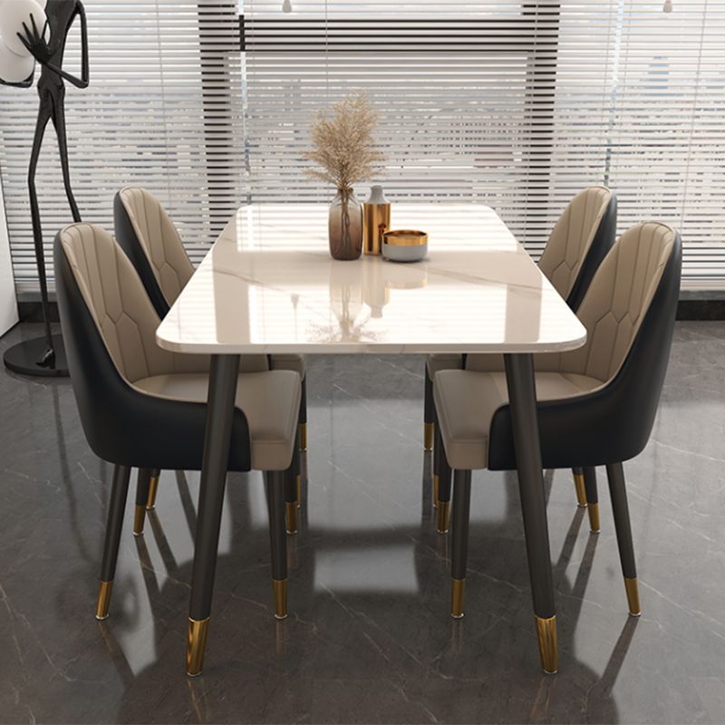 Glossy White Dining Table Set 1/5/7 Pieces Glam Dinette Set for Kitchen