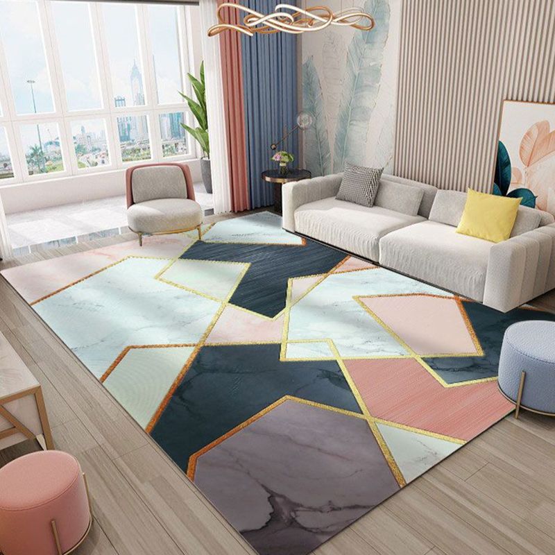 Gray Simple Indoor Carpet Polyester Geometric Rug Anti-Split Backing Area Rug for Home Decoration