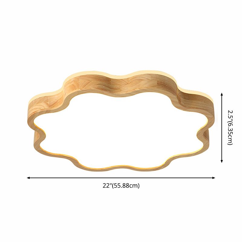 Contemporary Creative Wooden LED Flush Mount Ceiling Light for Living Room