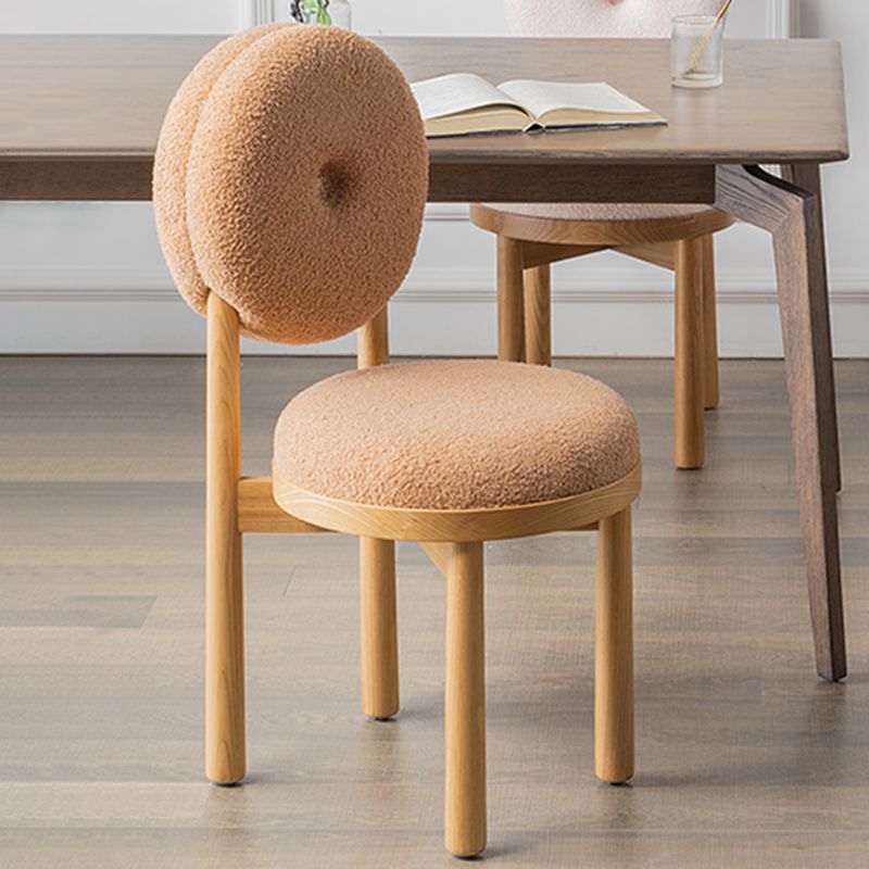 Nordic Tight Back Armless Chair Wool Accent Chair with Basic Four Legs