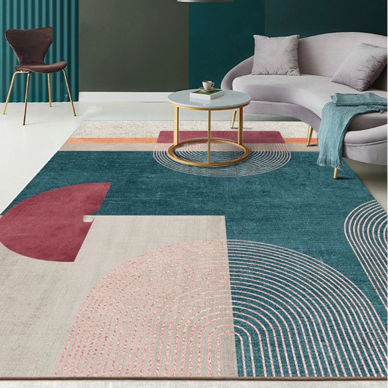Trendy Color Block Luxury Carpet Polyester Area Rug Stain Resistant Area Carpet for Living Room