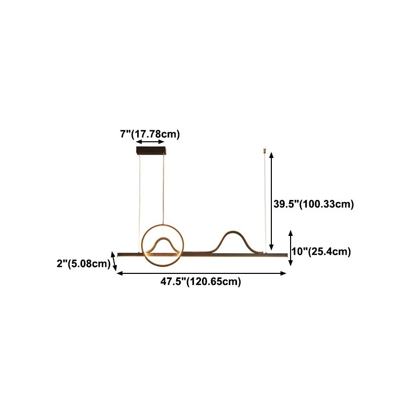 Linear Shape Island Pendants Contemporary Metal 3 Light Pendant Lighting Fixtures in Black