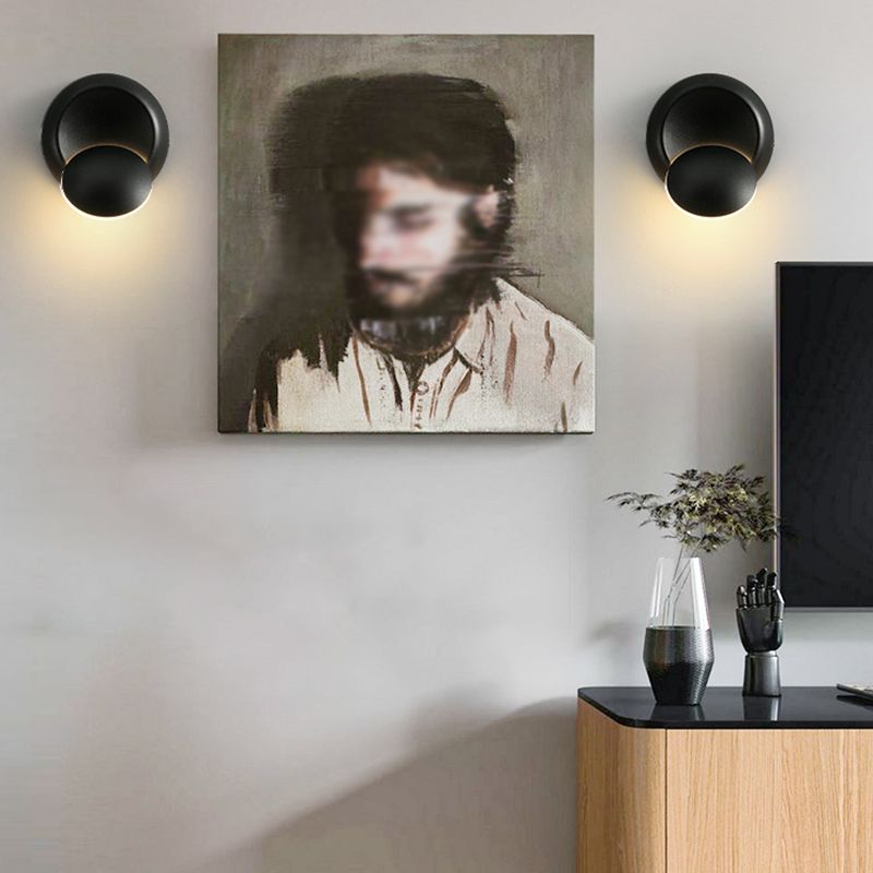 Modern Metal Rotatable Wall Light Round 6.5" High LED Wall Sconce for Living Room