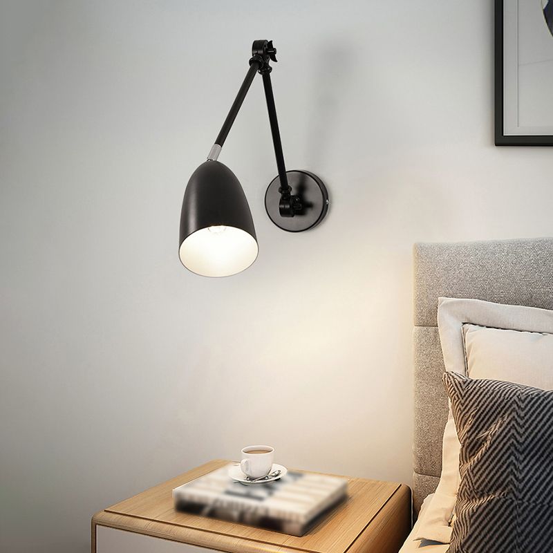 Metal Geometric Shade Wall Lighting Modern Style 1-Light Swing Arm Sconce Lamp