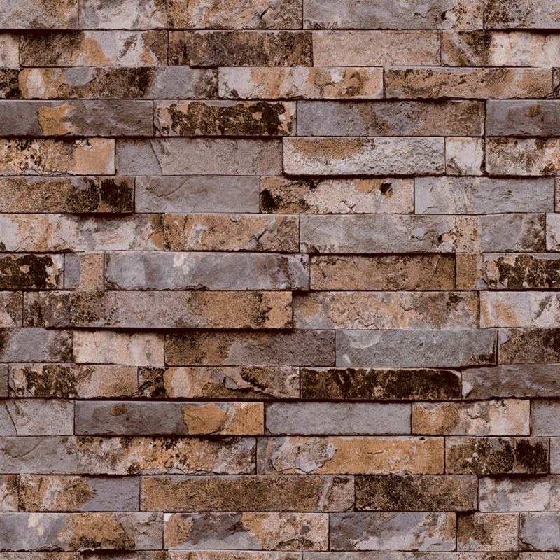 Steampunk Distressed Brick Wallpaper Multicolored 3D Effect Wall Art for Dining Room