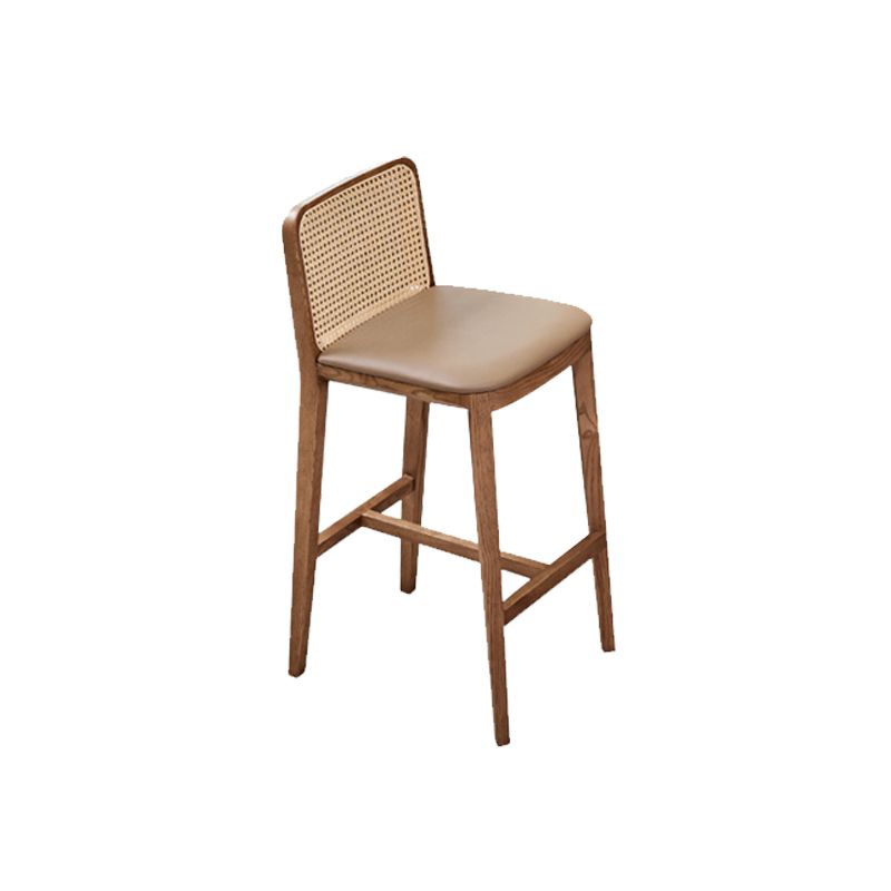 Solid Wood Dining Stools Faux Leather Bar Stools with Footrest