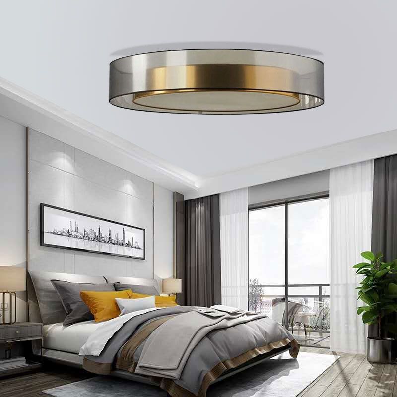 Cylinder Glass Flush Mount Modern Style Living Room Ceiling Light Fixture with Shape