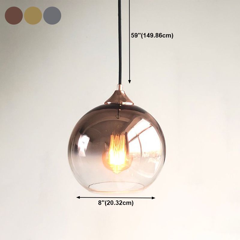 Modern Artistic Single Hanging Lamp Electroplate Iron Pendant Light with Globe Glass Shade