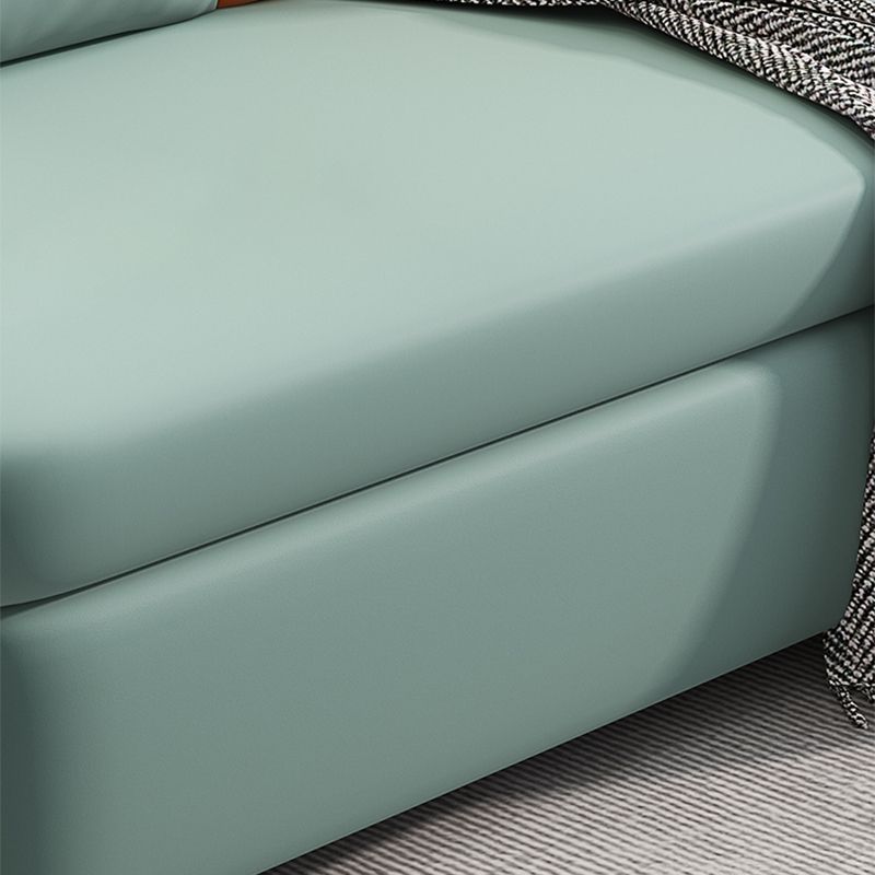 Square Arm Glam Faux Leather Stain Resistant Bed Sofa Couch in Green