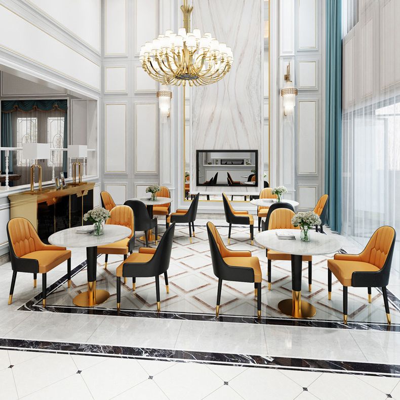 1/2/4/5 Pcs Metal Glam Style Dining Set with Round Table Dinette Set