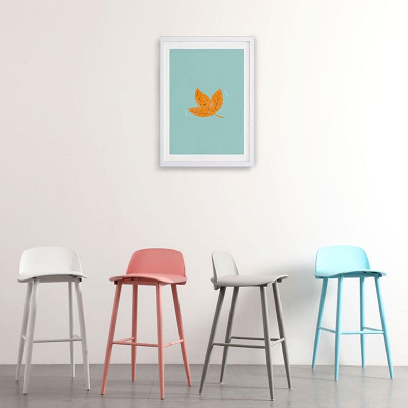 Modern Backrest Armless Counter Stool Iron Cafe Bar Stool with Acrylic Seat and Pedal