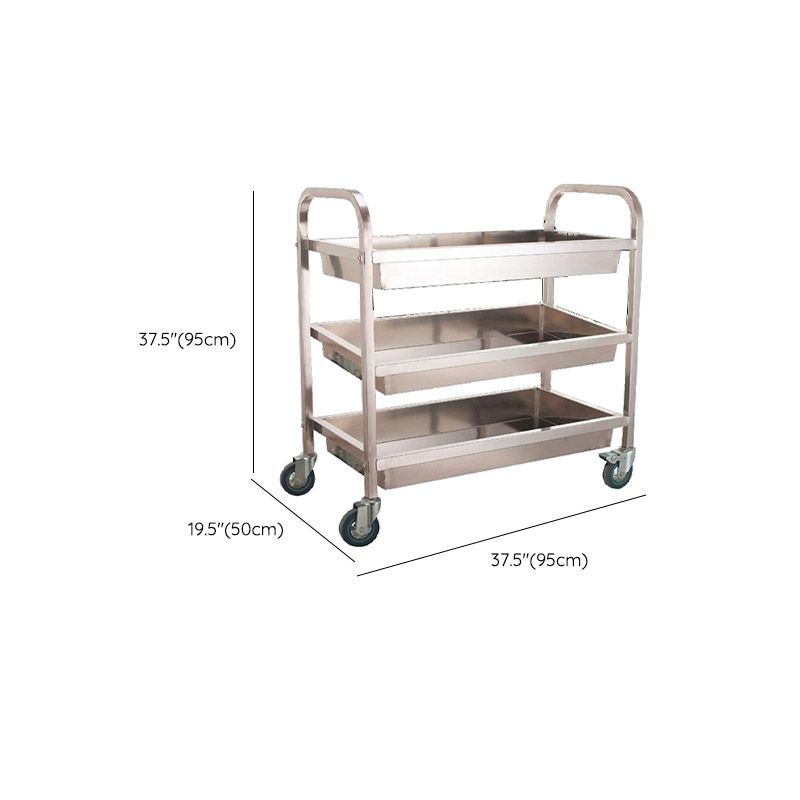Modern Kitchen Trolley Metal Open Storage Kitchen Trolley in Silver