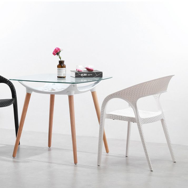 Open Back Armchair Plastic Scandinavian Kitchen Dining Room Chair