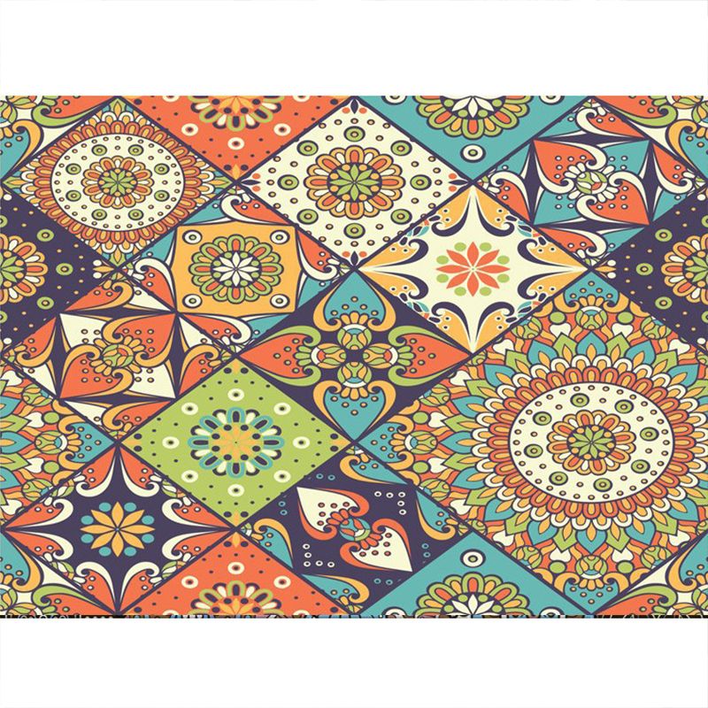 Böhmischer Teppich mit Mosaik-Fliesen-Druck, mehrfarbiger Polypropylen-Teppich, schmutzabweisend, waschbar, rutschfeste Rückseite, Teppich für Heimdekoration