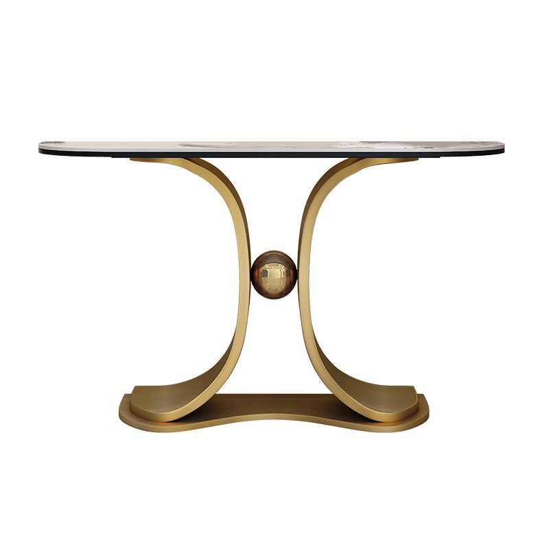 Glam Half Moon Console Table Stone Console Sofa Table for Hall
