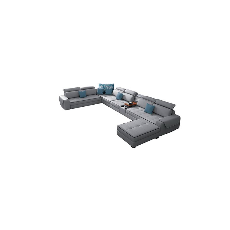 Contemporary Faux Leather Modular Sectional with Square Arms