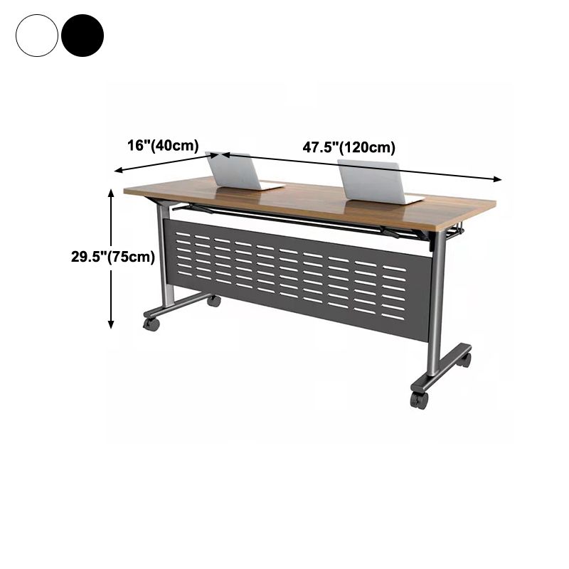 Modern Wooden Office Desk with Caster Wheels Rectangular Writing Desk for Office