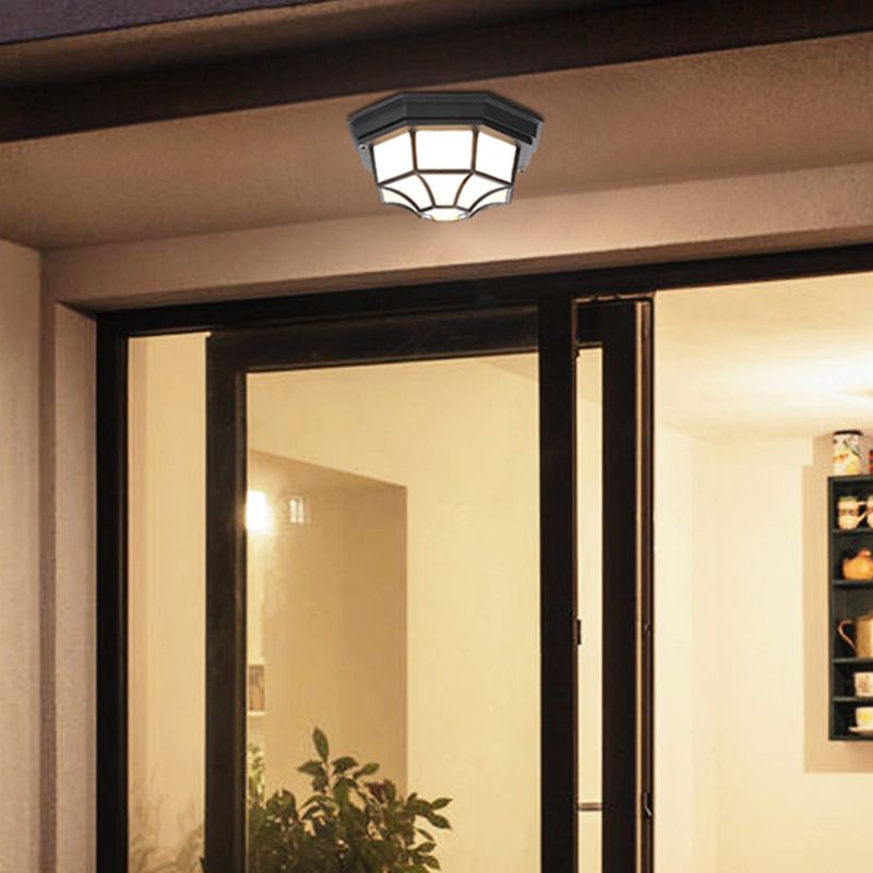 Luz de techo LED tradicional, lámpara de montaje empotrado en superficie con pantalla de cristal para patio y balcón