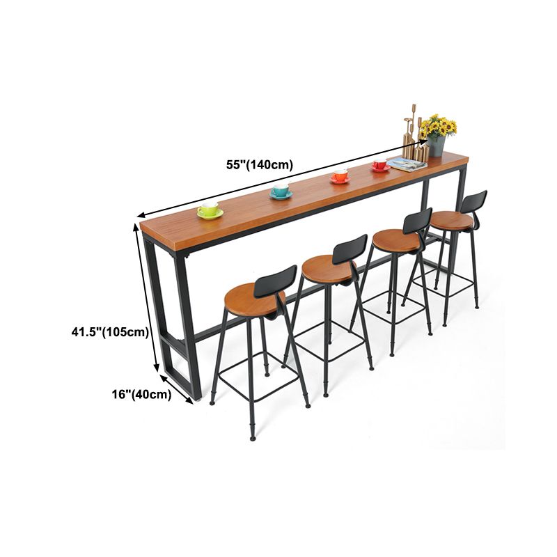 Industrial Rectangle Bar Table Pine Solid Wood Bar Dining Table with F