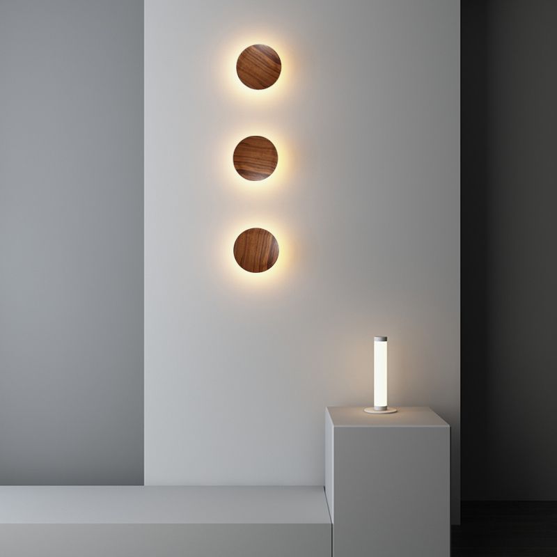Stile minimalista Nordico Round Disc Sconce Lampada in legno 1 Prononi leggeri
