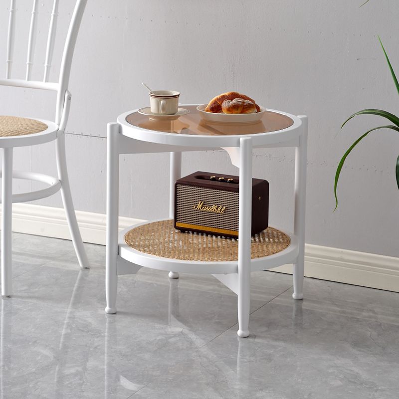 21.65" Tall Scandinavian Style Coffee Cocktail Table Wooden Round Coffee Table