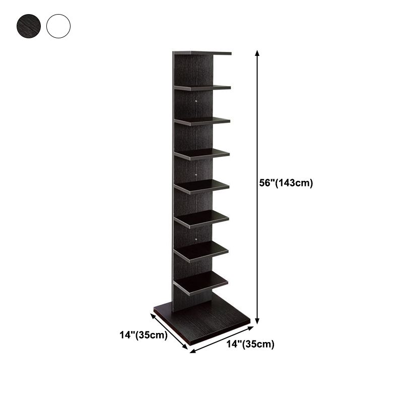 Contemporary 13.77" Wide Bookshelf Wood Geometric Shelf Bookcase