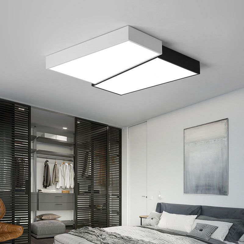 2-Light White/Black Modern Flush Mount Lighting Unique Ceiling Light for Foyer