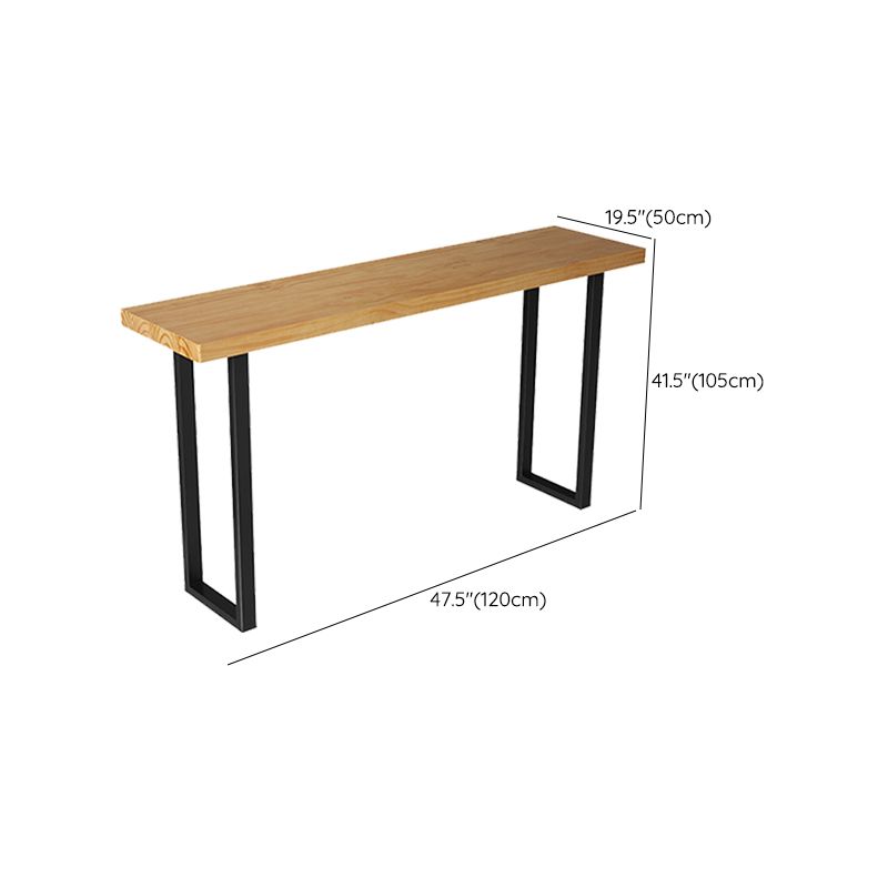 Brown Solid Wood Bar Table Black Legs and Metal Base Bar Table