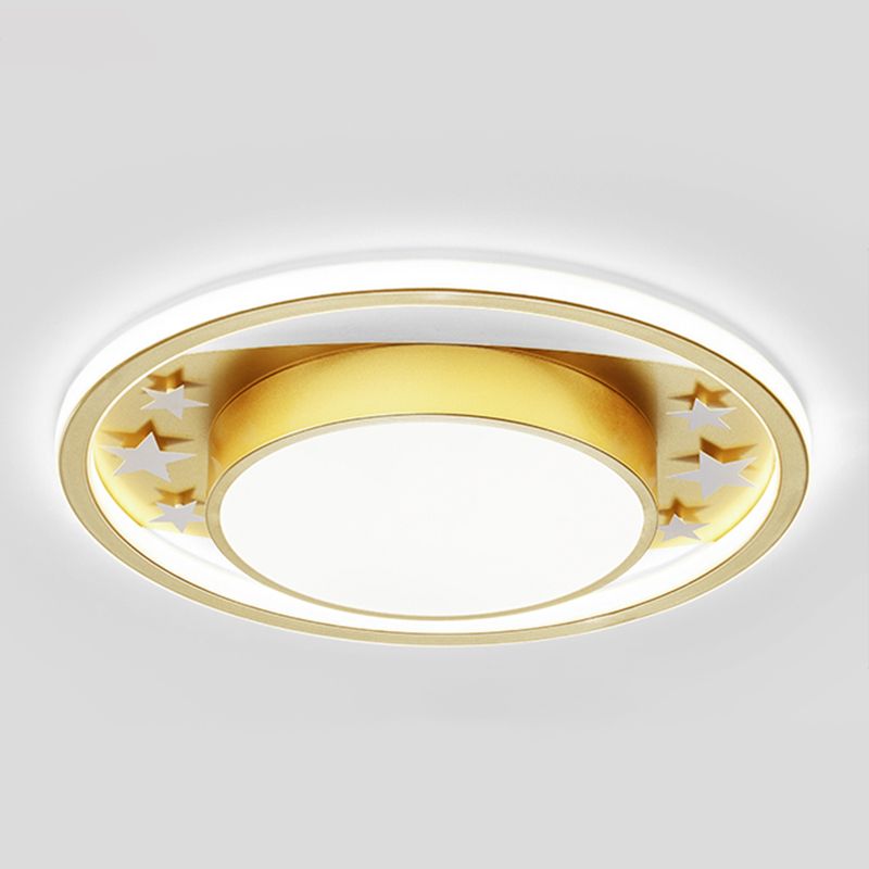 Modern Style Round Shade Ceiling Light Fixtures Metal 2 Light Ceiling Mounted Lights