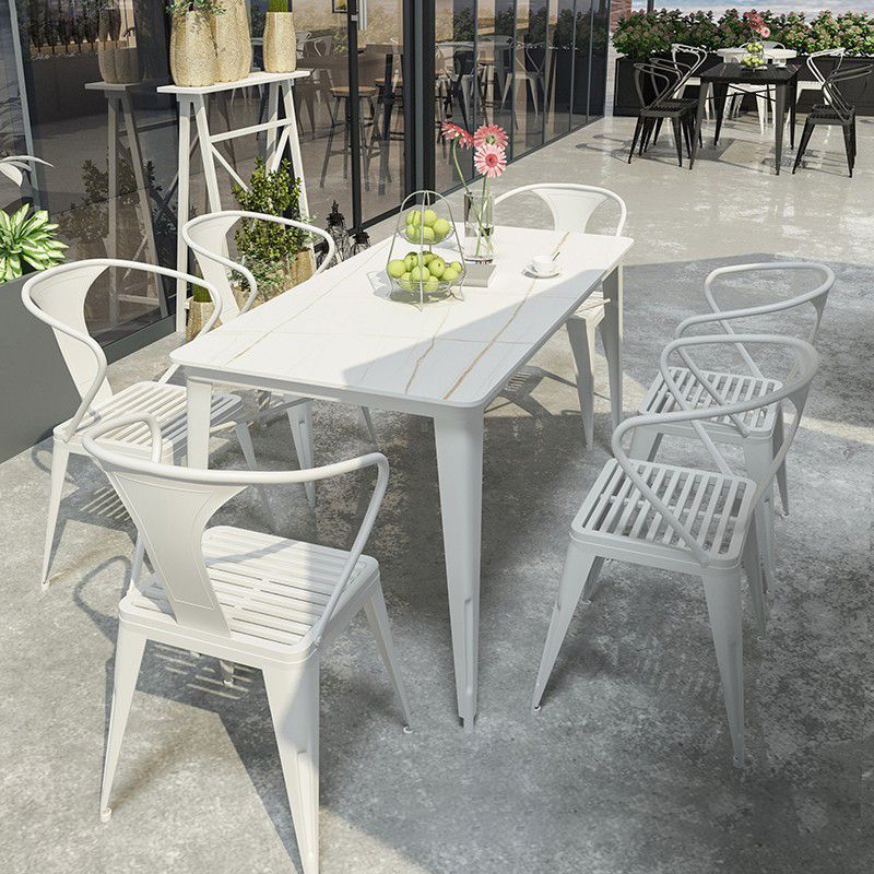 Modern Style 1/5/7 Pieces Metal Dining Set Stone Table Set for Outdoor