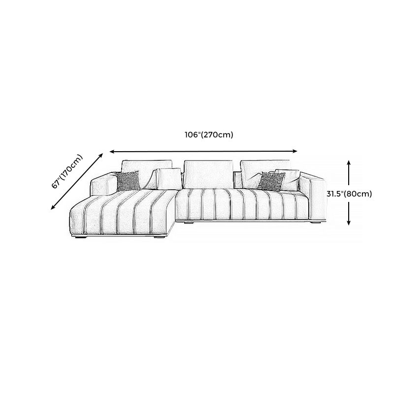 Transitional Modern Cushions Sofa 31.5"High Square Arm Sofa, Beige