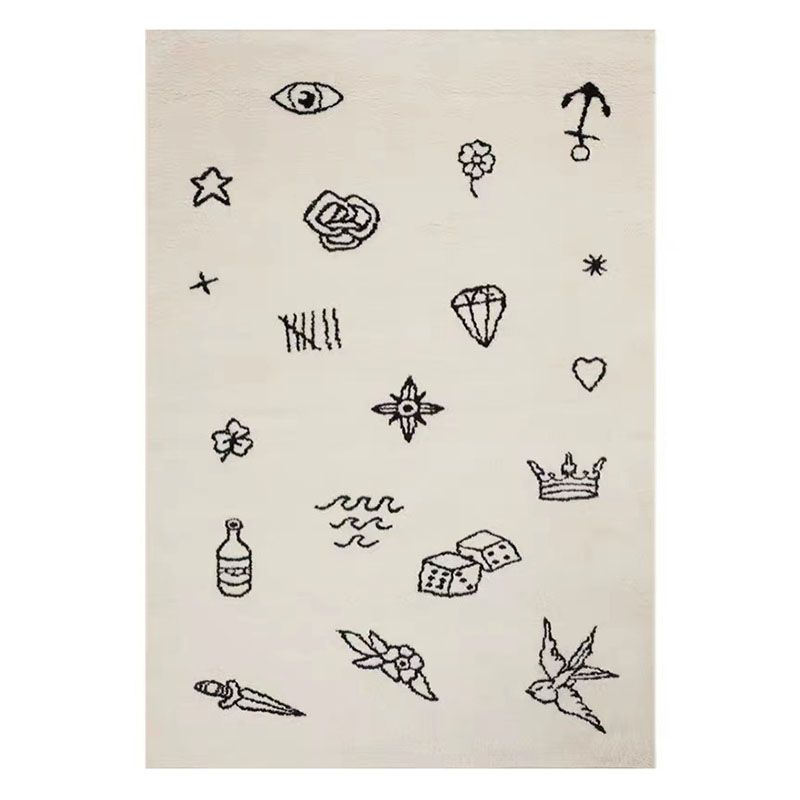 Modern Graffiti Print Rug Polyester Area Carpet Stain Resistant Indoor Rug for Home Decoration