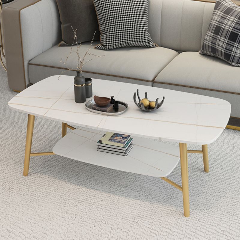 4 Legs Coffee Table Shelf Included Rectangular Cocktail Table