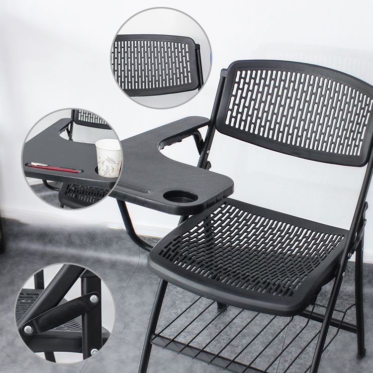 Armless Mid-Back Conference Chair Breathable Plastic Back and Seat Office Chair