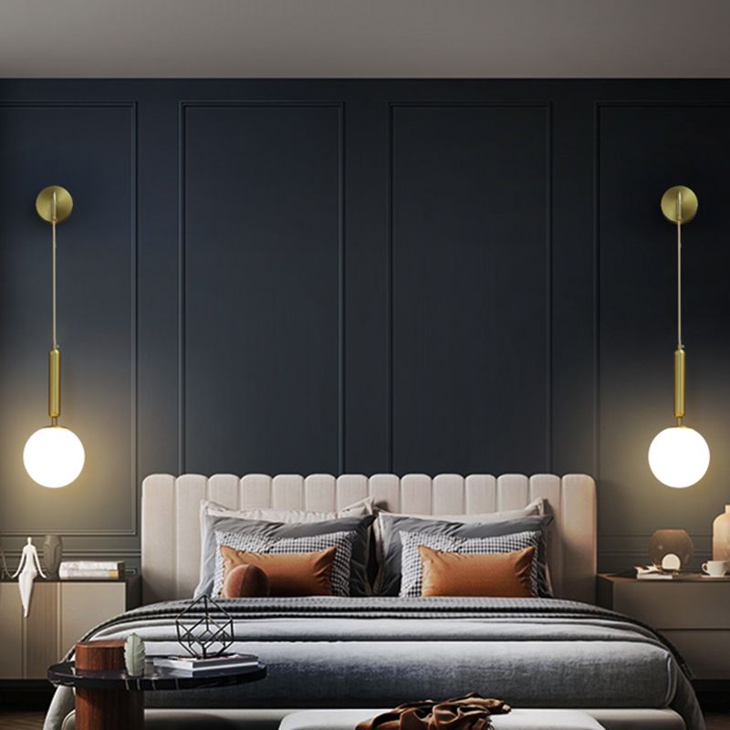Globe Shaped Wall Sconce Modern Minimalist Style Glass 1 Light Sconces for Bedroom