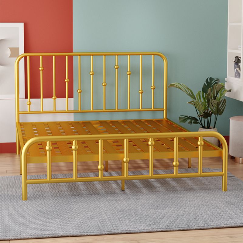 Modern Metal Slat Bed, High Profile Standard with Rectangular Headboard