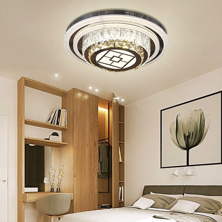 Geometric Crystal LED Ceiling Light in Modern Creative Style Stainless-Steel Ceiling Fixture for Living Room