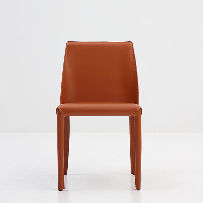 Sillas de comedor de cuero de estilo moderno Sillas sin brazos con respaldo sólido para uso doméstico (juego de 2)