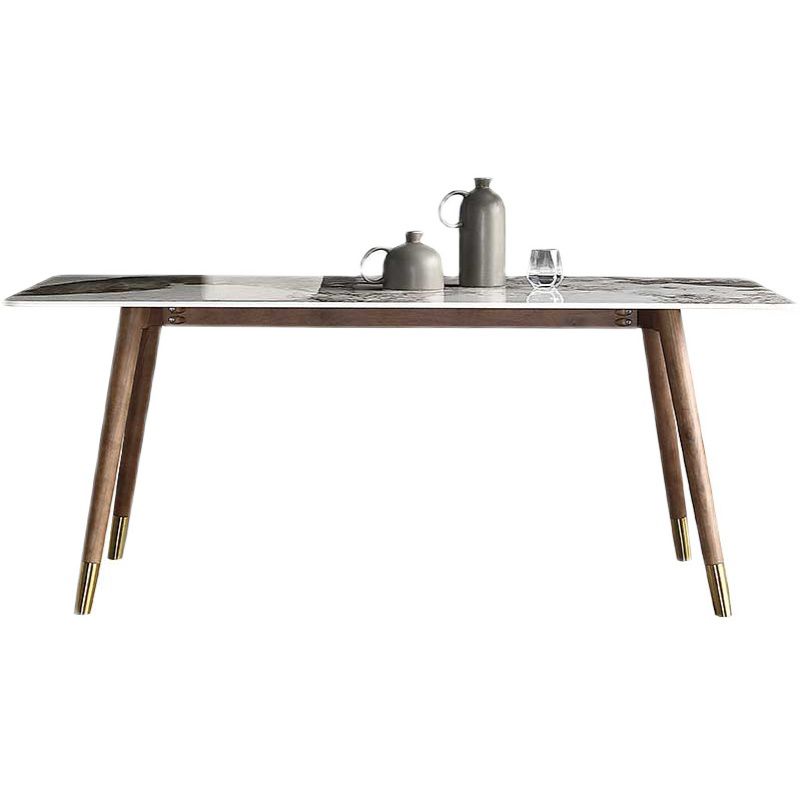 Mesa de comedor rectangular Colección de comedor de piedra con base de madera maciza