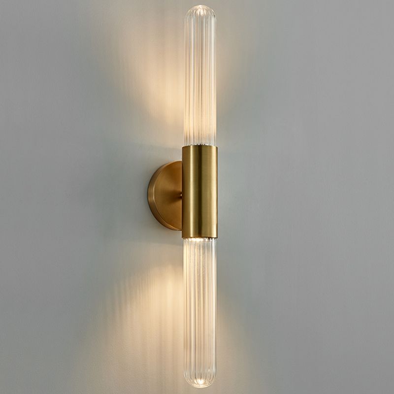 Linear Shape Metal Vanity Lamp Modern Style 2 Lights Vanity Light Fixture in Gold