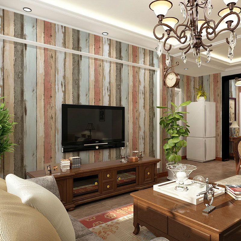 Retro Rustic Wood Wallpaper Non-Pasted Vinyl Wall Decor 33'L x 20.5"W