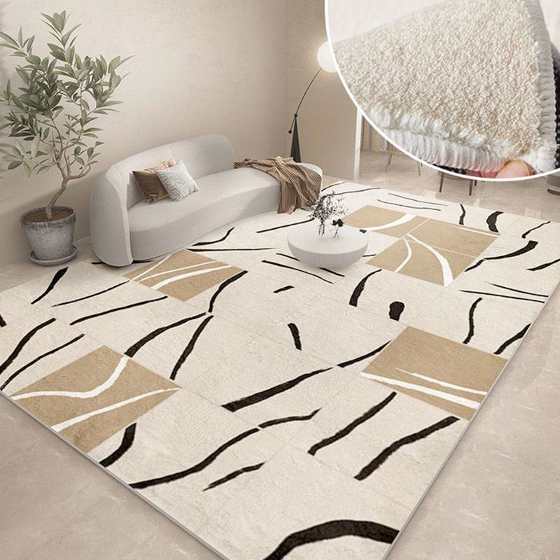 Gray Line Carpet Polyester Simple Carpet Washable Carpet for Drawing Room